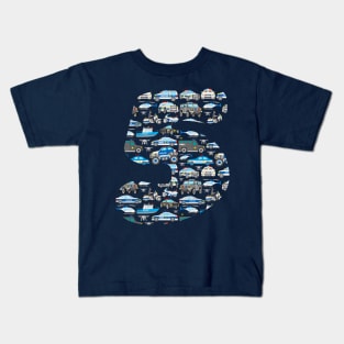 Police Cars 5th Birthday Cop Vehicles for 5 Year Old Kids Kids T-Shirt